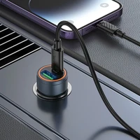 Automobilinis įkroviklis Hoco USB A + USB C QC3.0 PD 30W + kabelis USB C į Lightning Z57A juodas