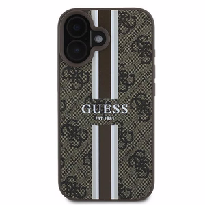 Dėklas telefonui Guess 4G Spausdintos juostelės MagSafe iPhone 16 Plus - rudas