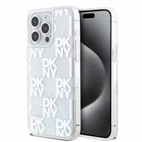 DKNY Skystas blizgučių daugialogotipis dėklas telefonui iPhone 15 Pro Max - balta