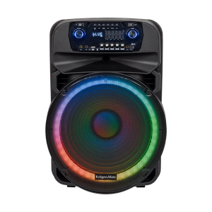 60 W aktyvioji kolonėlė su 2 belaidžiais UHF mikrofonais, SD, Bluetooth, FM, USB ir LED