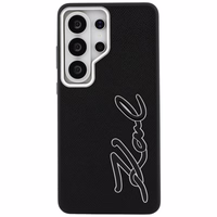 Karl Lagerfeld dėklas Grained Signature Metal Resin Logo Samsung Galaxy S26 Ultra juodas