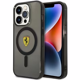 Ferrari FEHMP14LUKK iPhone 14 Pro 6.1" juodas/juodas kietas dėklas Translucent Magnetinis