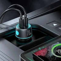 2x USB-C 70W automobilinis įkroviklis su LED apšvietimu Joyroom JR-CCN02 - juodas