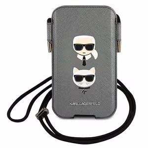 Karl Lagerfeld Saffiano Ikonik Karl&Choupette Head 6.7'' сумочка - серая
