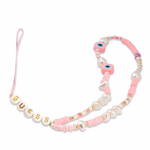 Guess Beads Shell GUSTSHPP riešo dirželis telefonui su karoliukais, rožinis