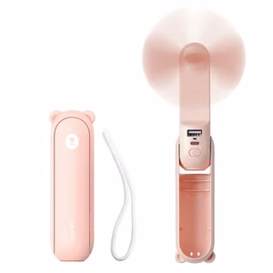 Jisulife ручной вентилятор Life8, портативный USB-вентилятор с функцией внешнего аккумулятора 2000mAh и фонариком - розовый