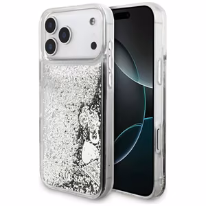 Guess Liq чехол. Glitter Charms для iPhone 17 Pro Max - серебряный