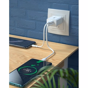 Įkroviklis WK Design WP-U56 baltas (prievadai: 2xUSB) + Type-C 100cm laidas