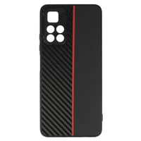 Tel Protect CARBON Dėklas telefonui Xiaomi Redmi Note 11 5G/Note 11S 5G/Poco M4 Pro 5G juodas su raudona juosta