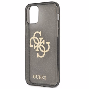 Guess GUHCP12LPCUGL4GBK iPhone 12 Pro Max 6.7" juodas/juodas kietas dėklas Blizgesys 4G Didelis Logotipas