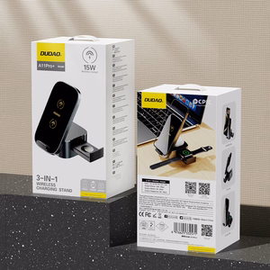 Dudao A11Pro+ 15W 3in1 indukcinis įkroviklis telefonui / išmaniajam laikrodžiui / ausinėms - juodas