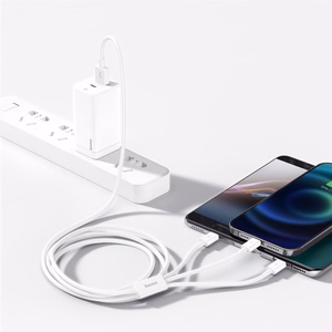 USB kabelis Baseus 3in1 Superior baltas 150 cm iki 3.5A