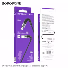 USB Kabelis Borofone "BX32" juodas "Type-C" 100cm (iki 5A)