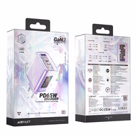 Acefast GaN 65W įkroviklis su 3 jungtimis (1xUSB, 2xUSB C) - violetinis (A45)