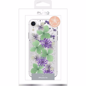 Puro Glam Hippie Chic dėklas, skirtas iPhone XR, su tikrais žaliais gėlių žiedlapiais
