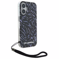 Karl Lagerfeld Zebra Pattern & Cord dėklas telefonui iPhone 16 Plus - violetinis