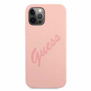 Guess GUHCP12LLSVSPI iPhone 12 Pro Max 6.7" rožinis/rožinis kietas dėklas Script Vintage