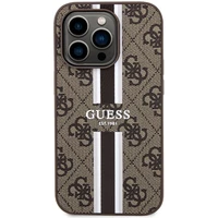 Guess 4G Printed Stripes MagSafe dėklas telefonui iPhone 15 Pro - rudas