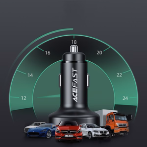 Acefast automobilinis įkroviklis 66W 2x USB Type C / USB, PPS, Power Delivery, Quick Charge 4.0, AFC, FCP, SCP juodas (B3 juodas)