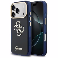 Guess IML 4G Script Metal dėklas for iPhone 17 Pro Max - mėlynas