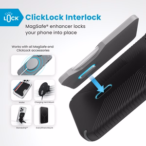 Speck Presidio2 Grip ClickLock & MagSafe dėklas, skirtas iPhone 16 Pro Max, juodas / skalūno pilkas / baltas
