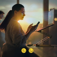 Wozinsky WRS-CPY75DSB aliuminis nešiojamojo kompiuterio ir planšetės stovas + nemokamas išmaniojo telefono stovas - juodas