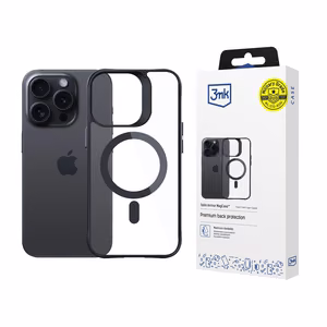 3mk Satin Armor MagCase с MagSafe для iPhone 15 Pro Max - прозрачный с чёрной рамкой