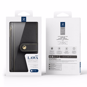 Dux Ducis Lawa iPhone 16e odinis dėklas su nuimama magnetine pinigine - juodas