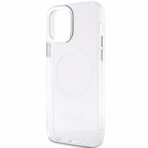 Guess Metal Outline MagSafe dėklas iPhone 12 / iPhone 12 Pro – sidabrinis