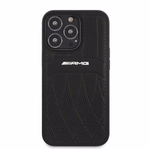 AMG AMHCP13LOSDBK iPhone 13 Pro / 13 6.1" juoda/juoda kietas dėklas odinis lenktos linijos