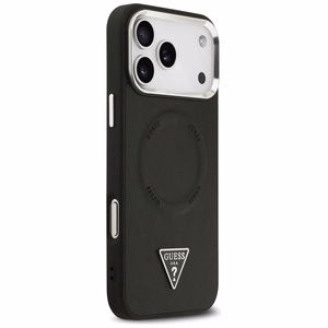 Guess Trikampio logotipo magnetinis dėklas iPhone 17 Pro Max - juodas