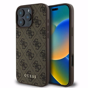 Guess 4G Classic dėklas telefonui iPhone 16 Pro - rudas