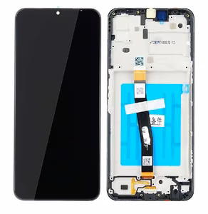 Ekranas Samsung A226 A22 5G su lietimui jautriu stikliuku ir rėmeliu Black originalus (service pack)