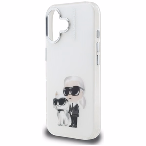 Karl Lagerfeld IML Aquarelle Karl & Choupette & Logo iPhone 16 deklas - baltas