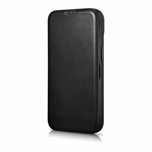 iCarer CE Oil Wax Premium odinis folio dėklas iPhone 14 Plus Magnetinis atverčiamas dėklas su MagSafe Juodas (AKI14220707-BK)