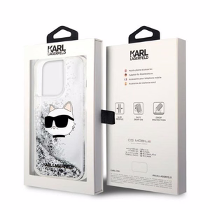 Karl Lagerfeld KLHCP14XLNHCS iPhone 14 Pro Max 6.7" silver/silver kietas dėklas Glitter Choupette Head