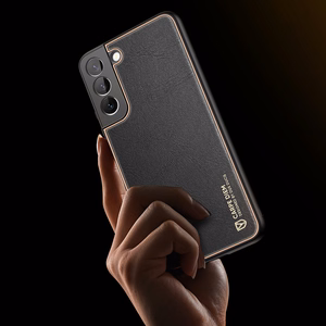 Dux Ducis Yolo elegantiškas dėklas iš ekologiškos odos Samsung Galaxy S22 + (S22 Plus) raudonas