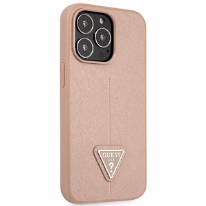 Guess GUHCP14LPSATLP iPhone 14 Pro 6.1 "rožinis/rožinis kietas dėklas SaffianoTriangle Logo