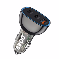 BWOO PD car įkroviklis 2x USB-C port + USB-A 68W juodas