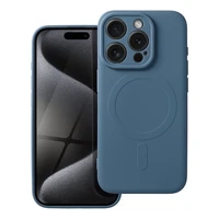 SILICONE MAG COVER dėklas telefonui suderinamas su MagSafe iPhone 15 Pro mėlynas