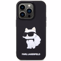 Karl Lagerfeld KLHCP14X3DRKHNK iPhone 14 Pro Max 6.7" juodas/juodas kietas dėklas Rubber Choupette 3D