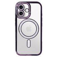 Bling Magsafe violetinis dėklas telefonui iPhone 17