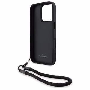 BMW Signature Leather Wordmark Cord Case for iPhone 16 Pro - Juodas