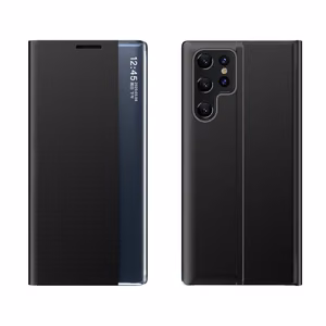 Naujas Sleep dėklas Samsung Galaxy S24 FE su atverčiamu dangteliu ir stovu - juodas