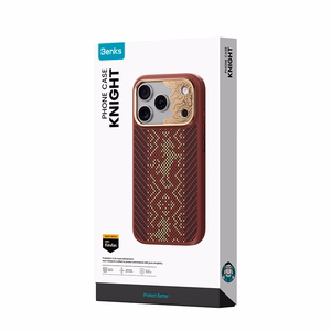 Raudonas „Benks Magnetic Armor Pro Knight“ kevlaro dėklas su metaliniu rėmeliu (C.K.FL.AP.GD.BA72), skirtas iPhone 18 Pro / iPhone 17 Pro su „Camera Control“ mygtuku