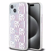 DKNY skystojo blizgučio daugiologo dėklas telefonui iPhone 15 / 14 / 13 - rožinis