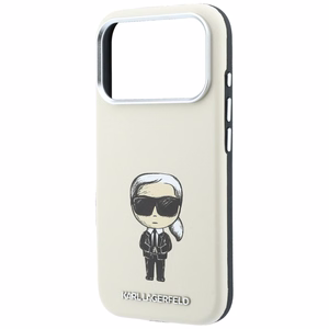 Karl Lagerfeld Smooth Ikonik Sketch MagSafe dėklas, skirtas iPhone 18 Pro / 17 Pro – smėlio spalvos
