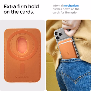 Spigen Valentinus magnetinis „MagSafe“ kortelių dėklas telefonui – oranžinis