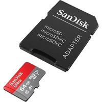 SanDisk atminties kortelė Ultra Android microSDXC 64GB 140MB/s A1 Cl.10 UHS-I + adapteris