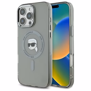 Karl Lagerfeld IML Metal Karl Head Magnetinis dėklas telefonui iPhone 16 Pro Max - juodas